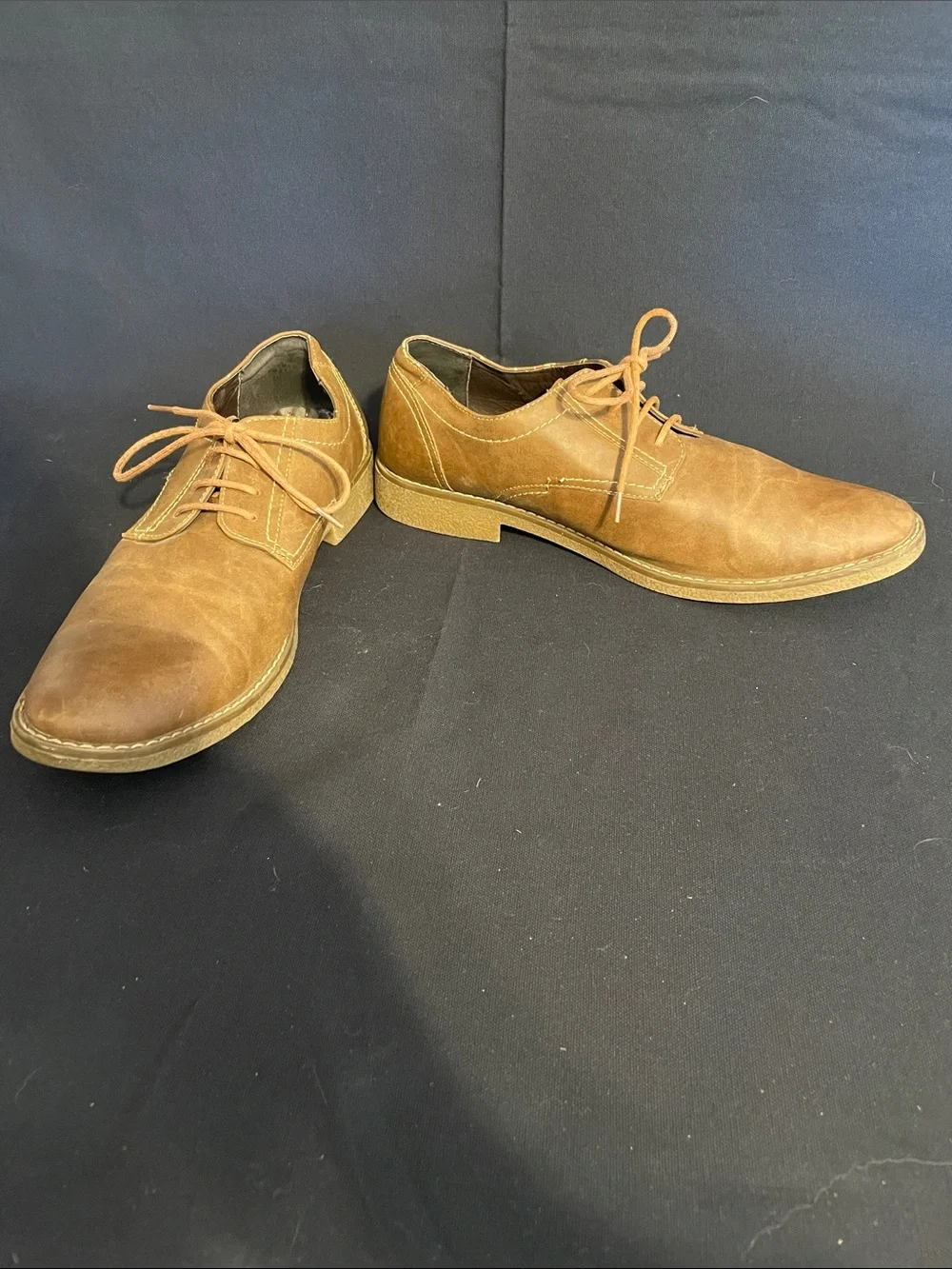 Perry Ellis Men's Tan Brown Leather Derby Shoes “Pierre”